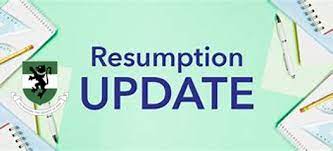 RESUMPTION UPDATE 